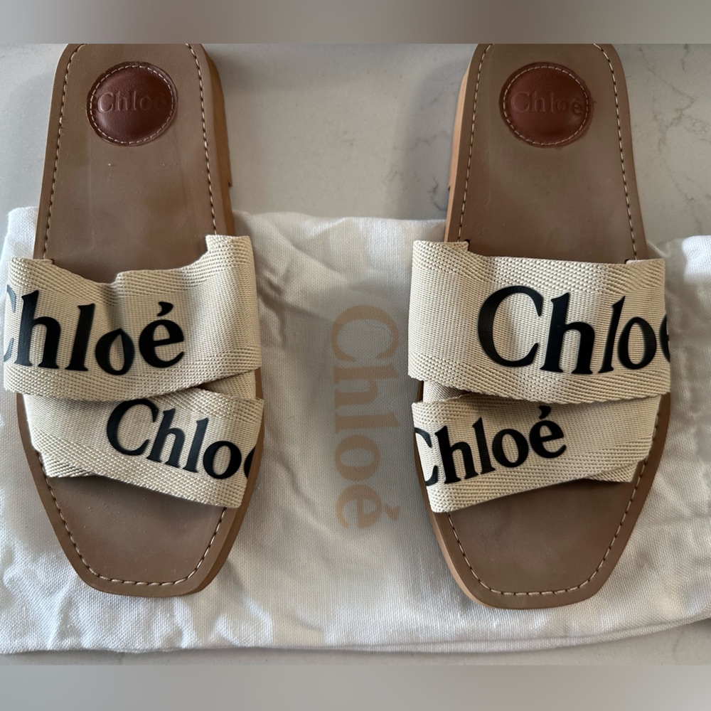 Chloe Woody Flat Logo Ribbon Slide Sandals
Original price $475 Size: 7